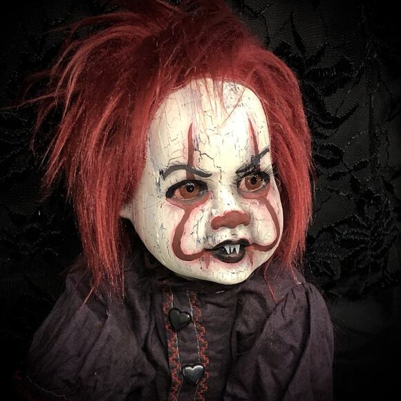 OOAK Creepy Odd 17 “ Haunted Ghost Clown Doll Scary Halloween Horror Art Doll - Picture 9 of 16